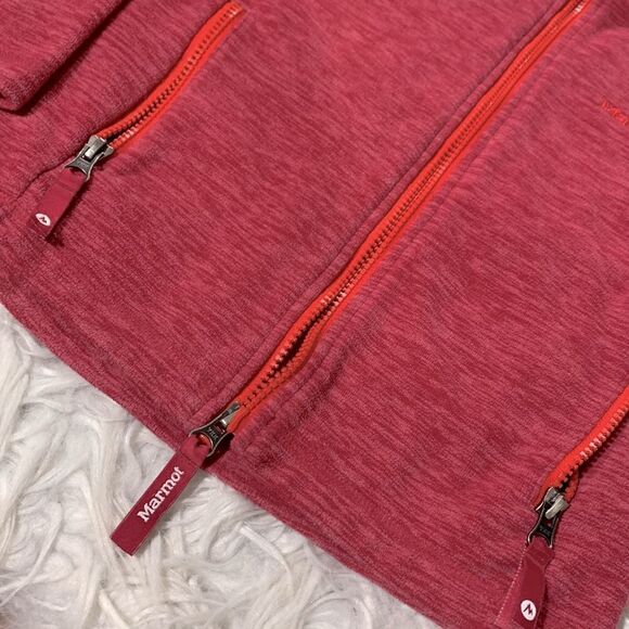 🟢3 for $20—/MARMOT Fleece Jacket exposed orange zip closure zip pockets girl - Picture 4 of 10